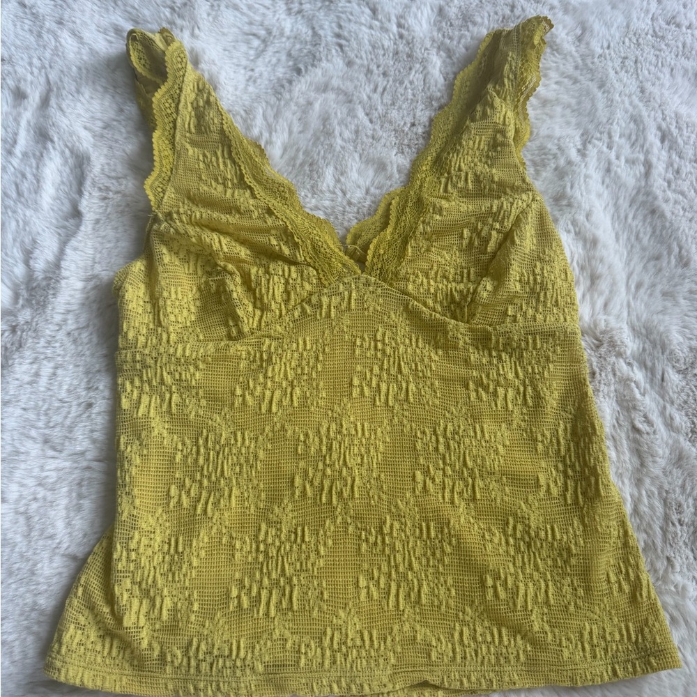 Free People Lemon Lace-Trim Knit Camisole